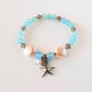 Aqua Chalcedony, Coin Pearl and Smoky Topaz Starfish Charm Bracelet