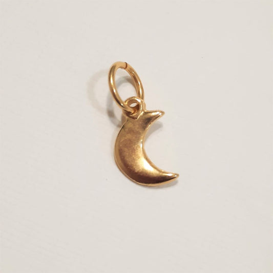 Charm: Dainty 10K Gold Plated Moon Charm