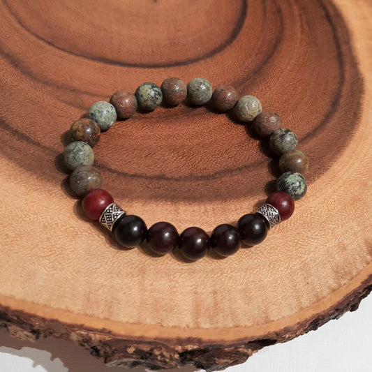 Men's African Turquoise and Wood Bracelet