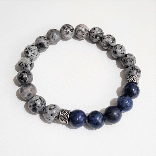 Men's Blue Magnesite and Brindle Jasper Bracelet