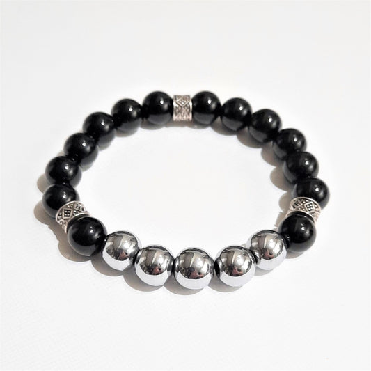 Men's Hematite and Black Jasper Bracelet